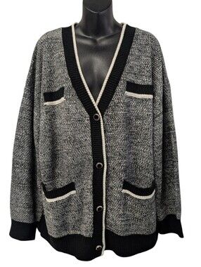 Dokotoo Men's Size XL Black White Marled Knit Button Cardigan NWT Pockets NWT
